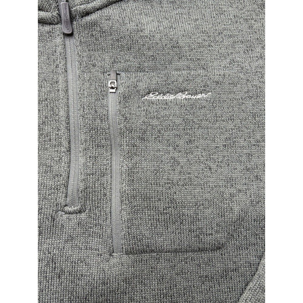 Eddie Bauer Pullover Mens Large Gray 1/4 Zip Fleece Mock Neck Hiking Sweater - Picture 3 of 12
